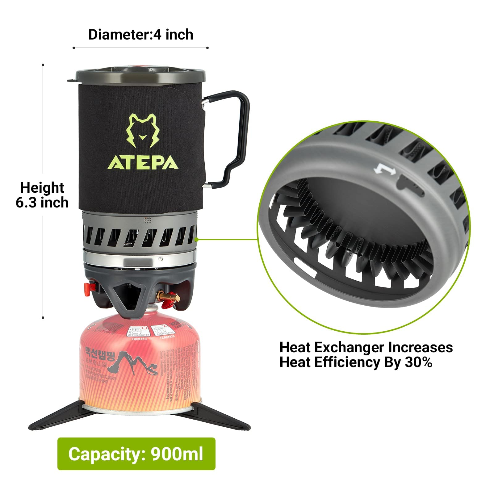 ATEPA TREKKER Portable Backpacking Stove 0.9L/1.8L