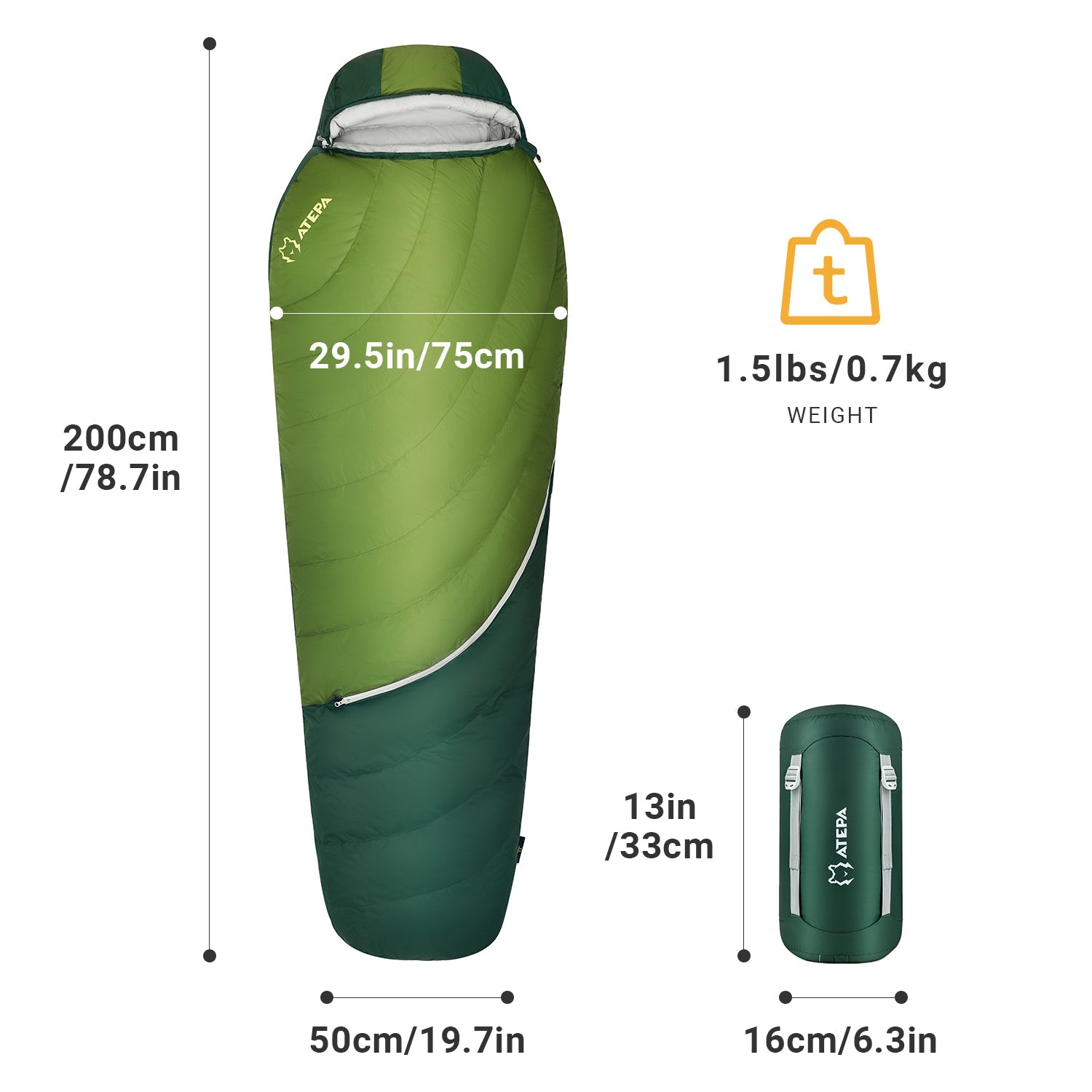 ATEPA DENALI 320 Down Sleeping Bag-Mummy