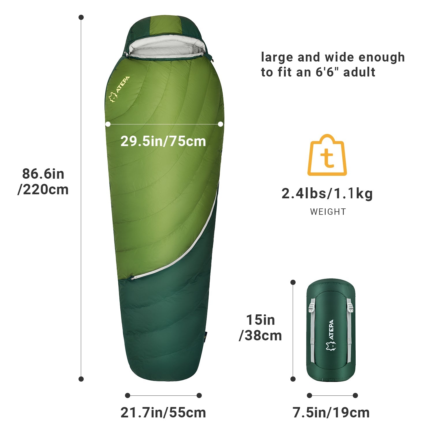 ATEPA DENALI 550L Down Sleeping Bag-Mummy