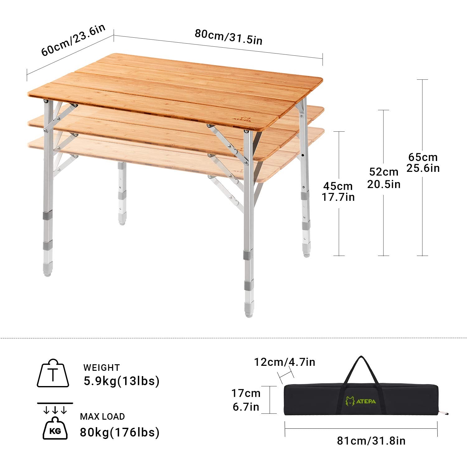 ATEPA BAMBOO Small Bamboo Table