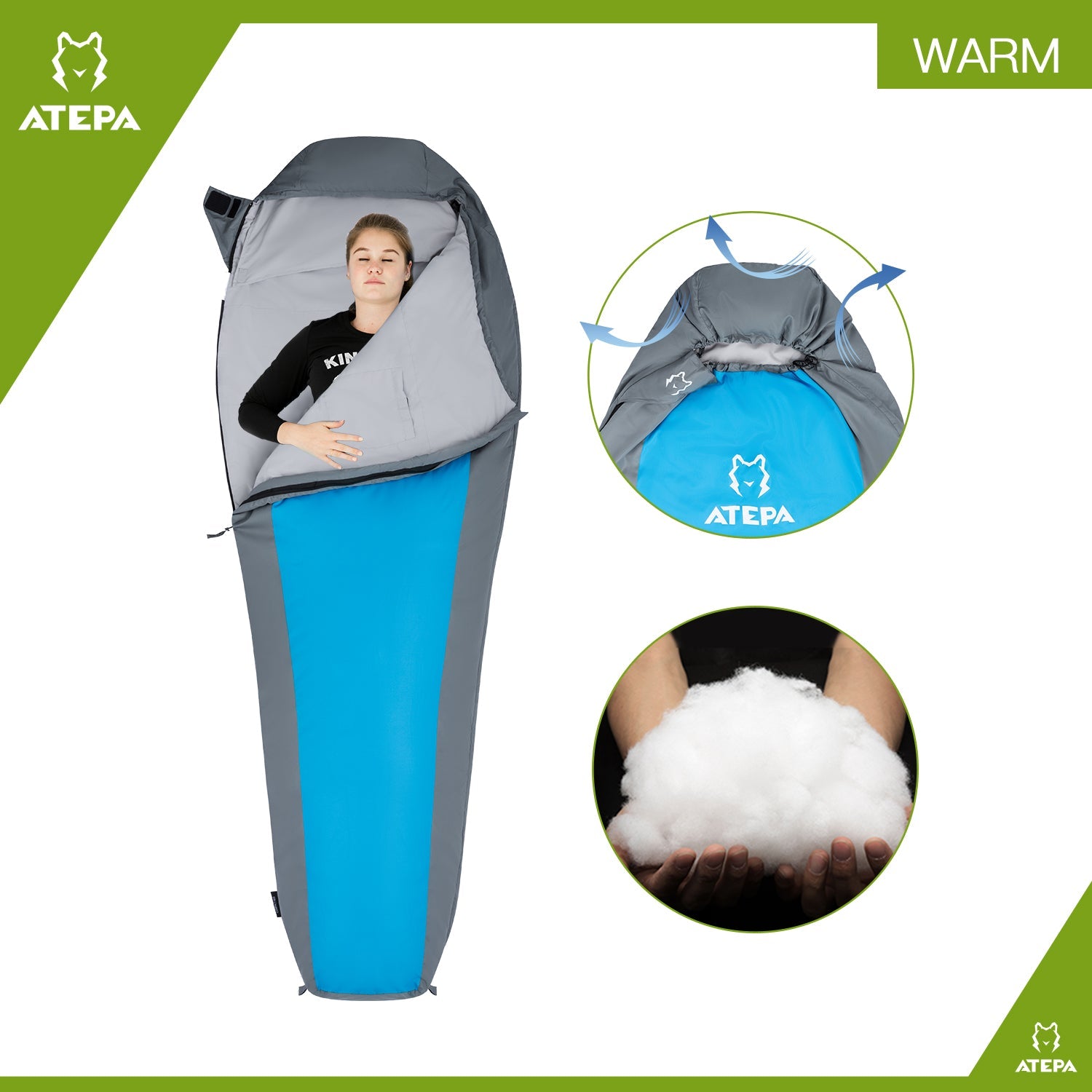 ATEPA Mummy Sleeping Bag 32°F / 50°F