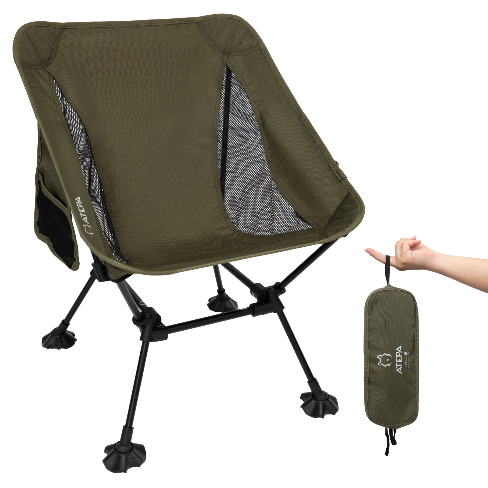 ATEPA Foldable Camping Chair Ultralight Square Tall Chair