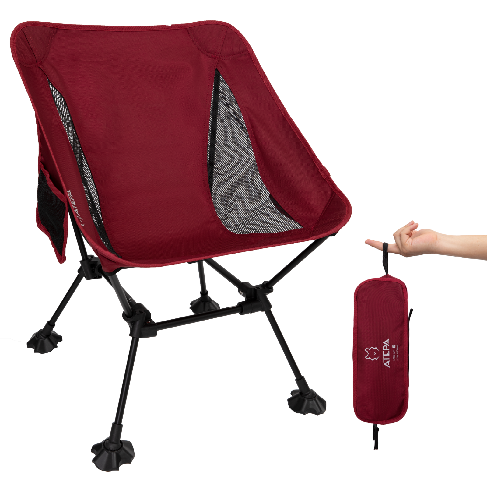 ATEPA Foldable Camping Chair Ultralight Square Tall Chair