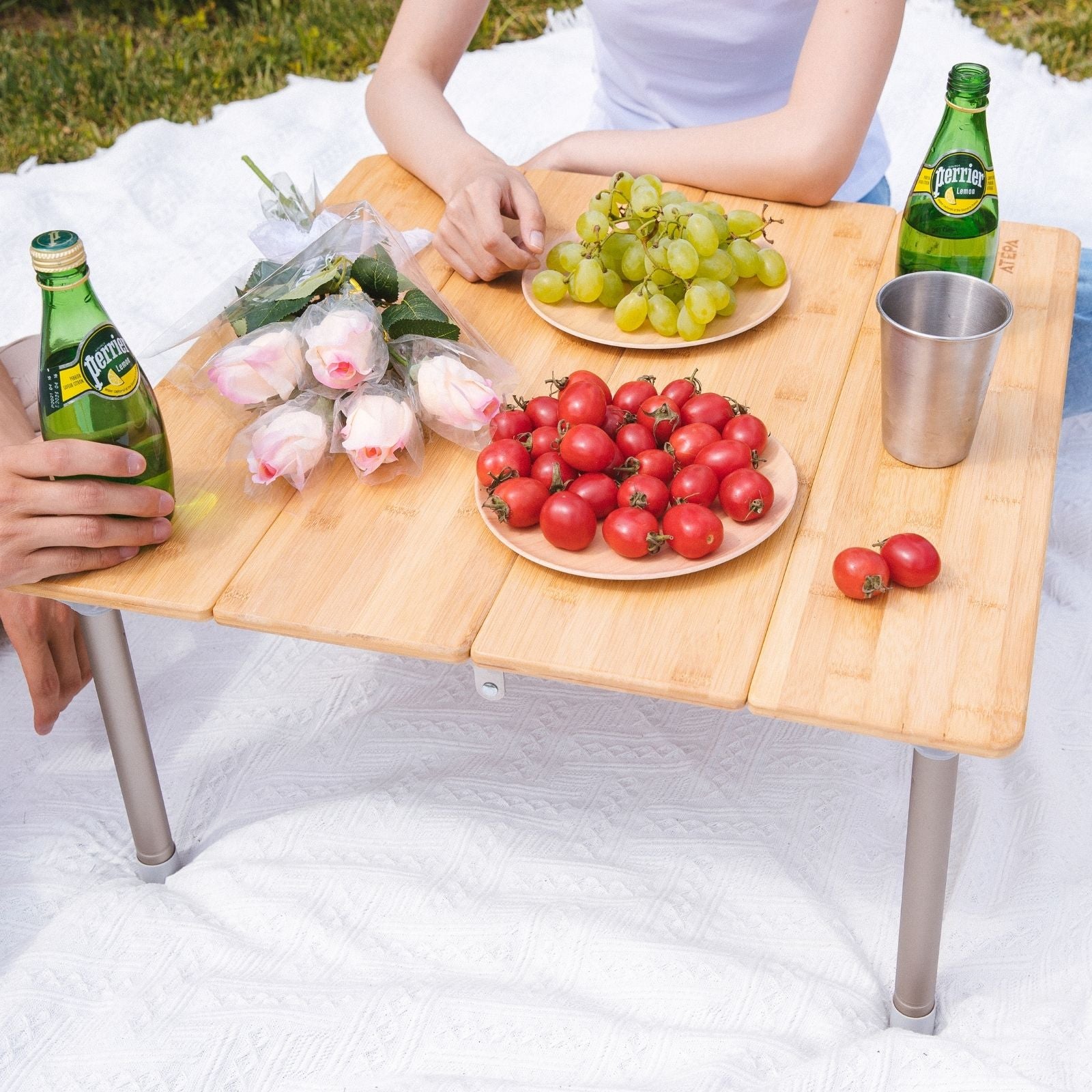 ATEPA Foldable Bamboo Camping Square Table 6060