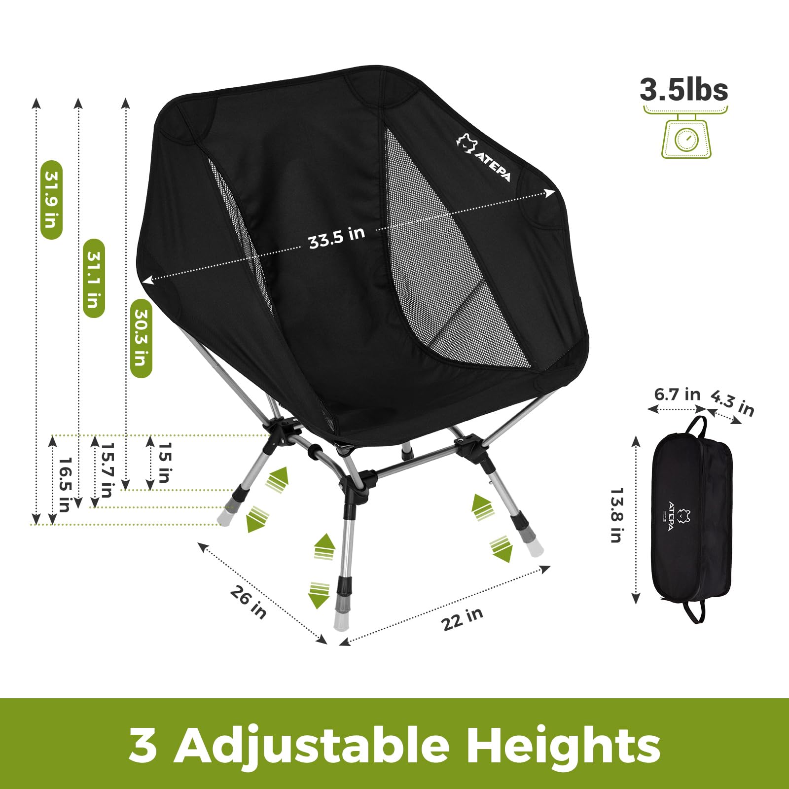 ATEPA UFO P20 Portable Compact Lightweight Outdoor Chairs