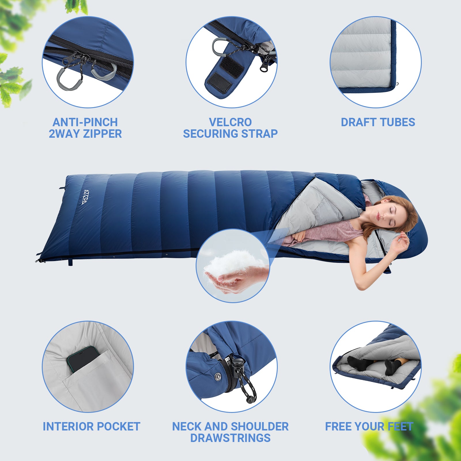 Coldmaster™ down sleeping bag 30°F / -1°C Ultralight and Multifunctional