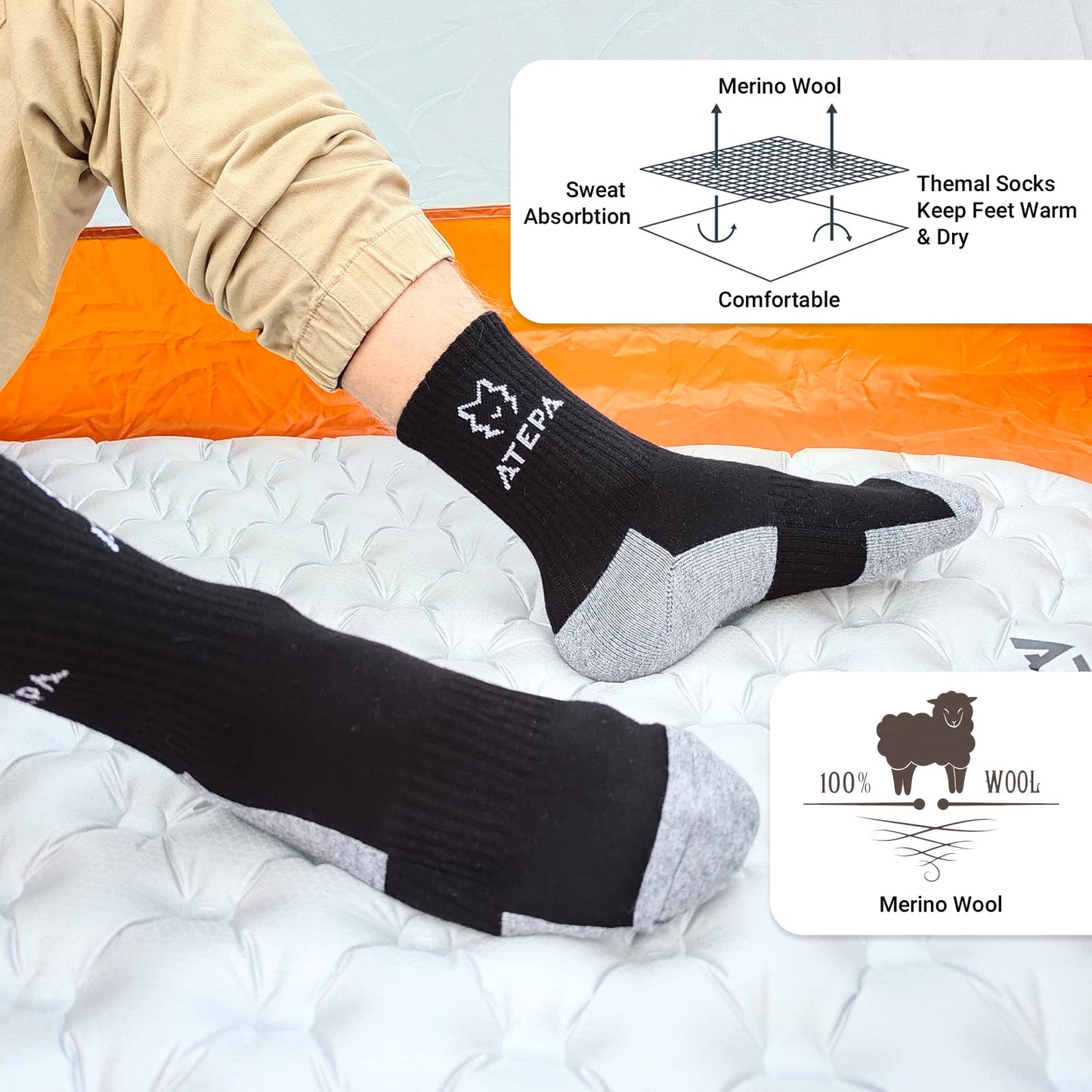 ATEPA 50% Wool Socks (1 Pair)