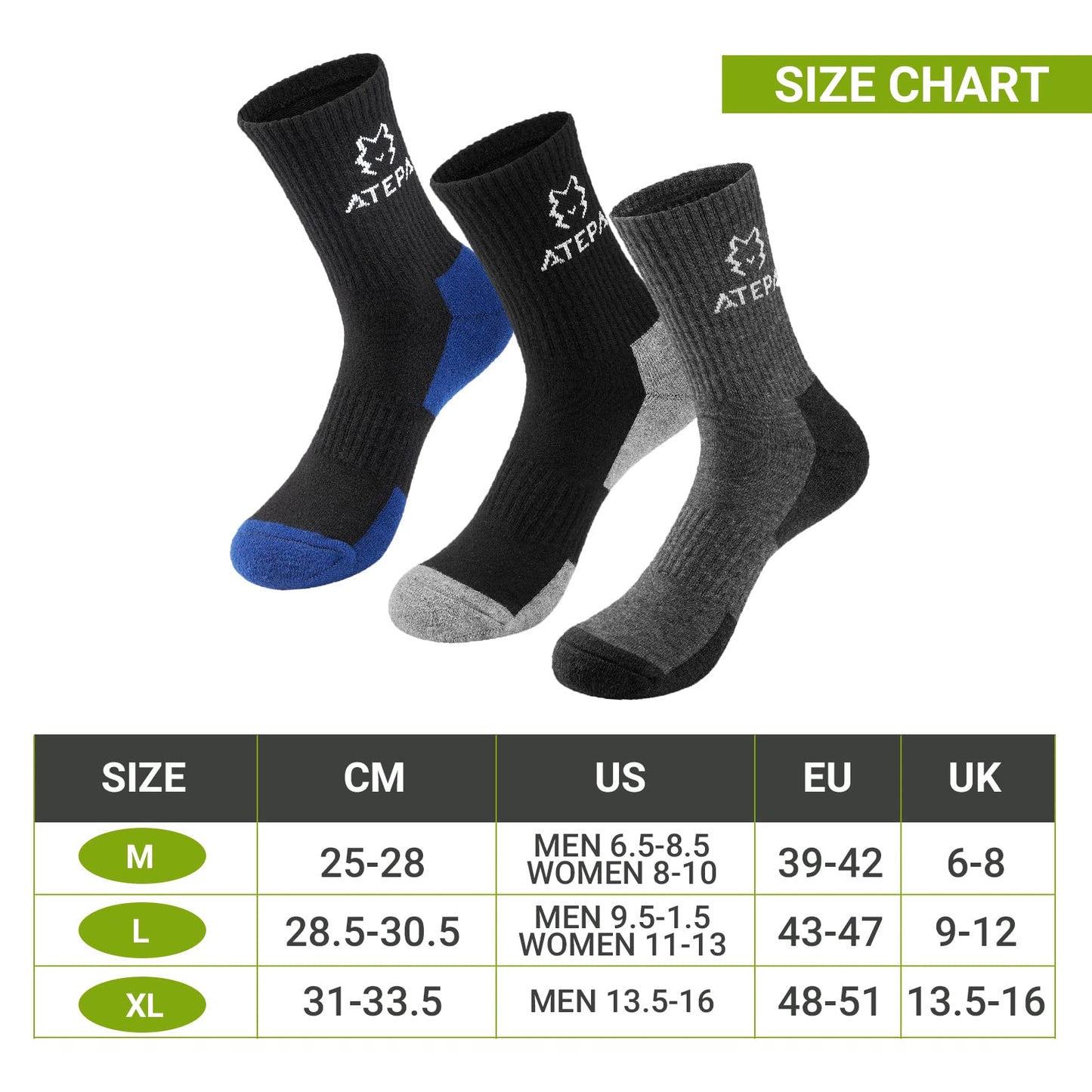 ATEPA 50% Wool Socks (1 Pair)