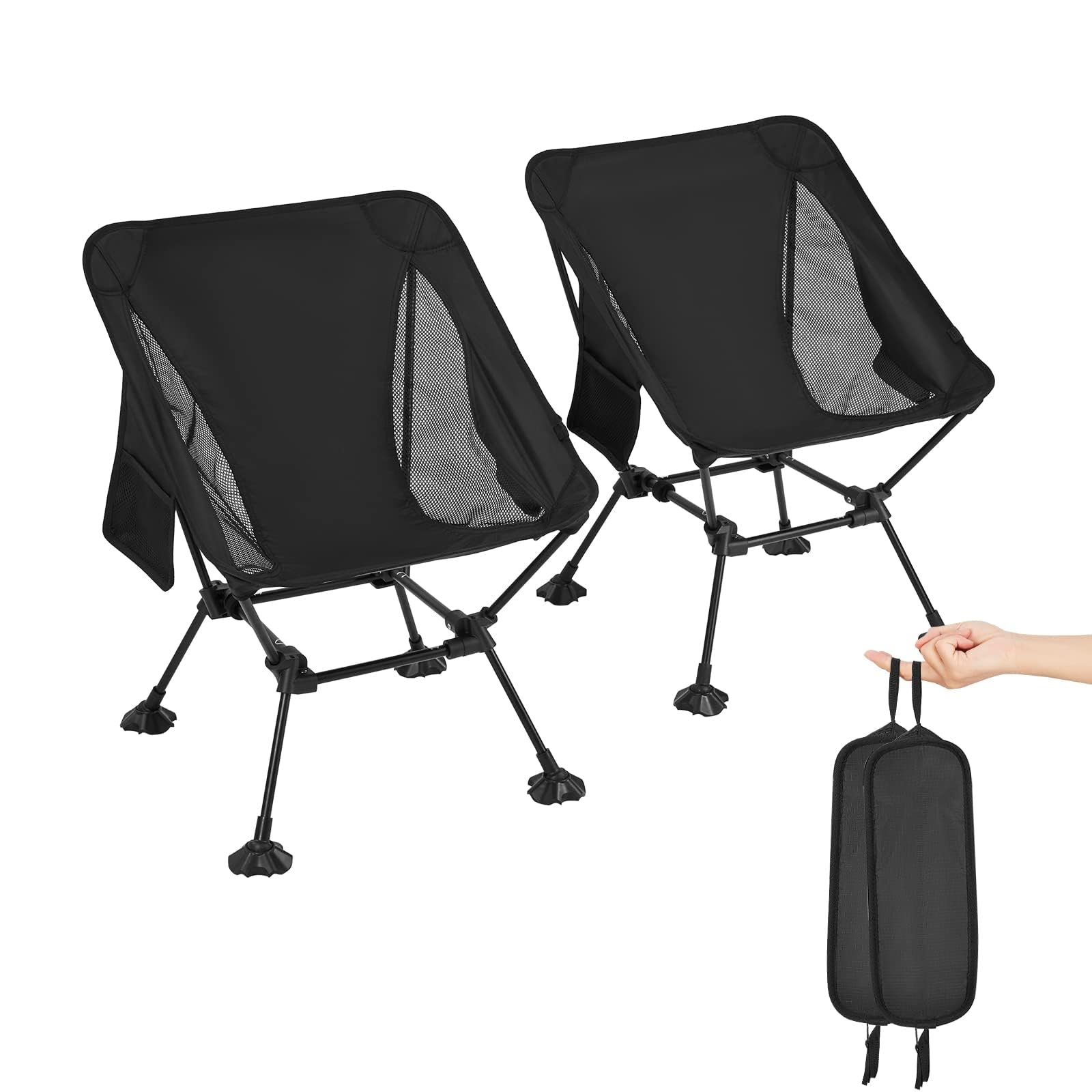 ATEPA Foldable Camping Chair Ultralight Square Tall Chair（2 Pack）