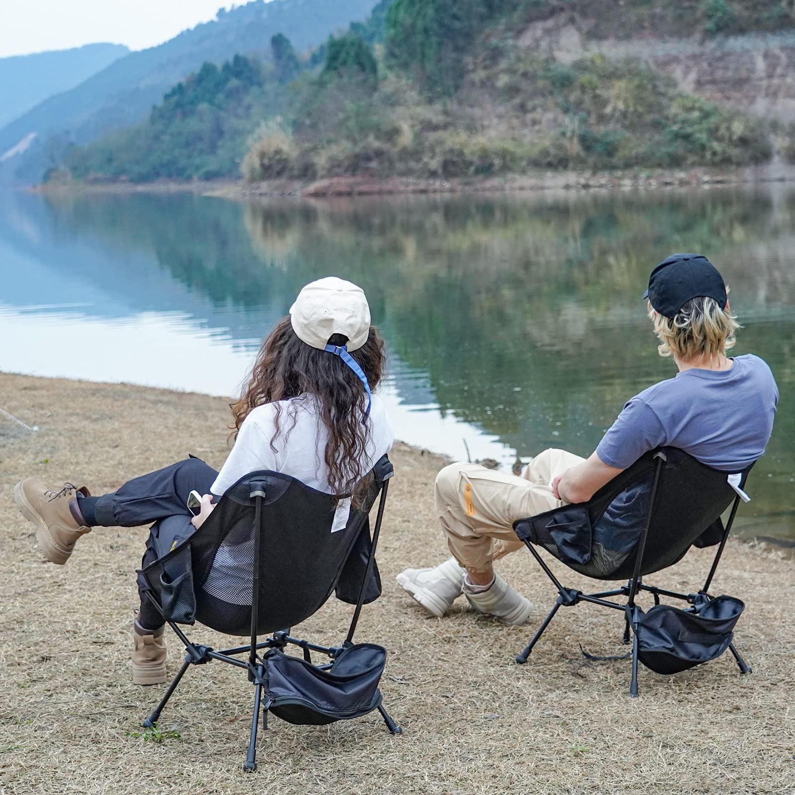 ATEPA Ultralight Square Tall Chair Set of 2 Lightweight Camping Folding Chair