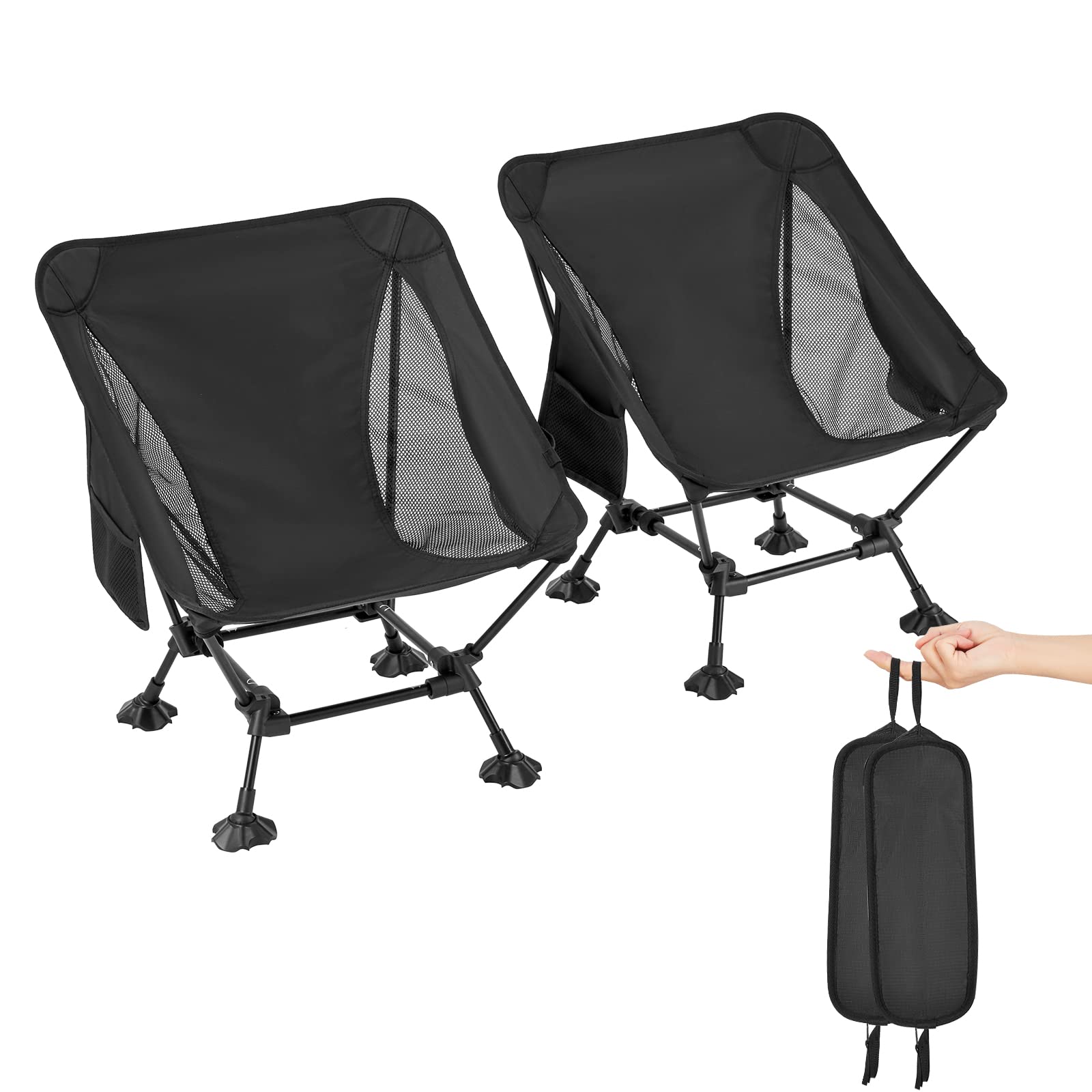 ATEPA Foldable Camping Chair Ultralight Square Low Chair（2 Pack)