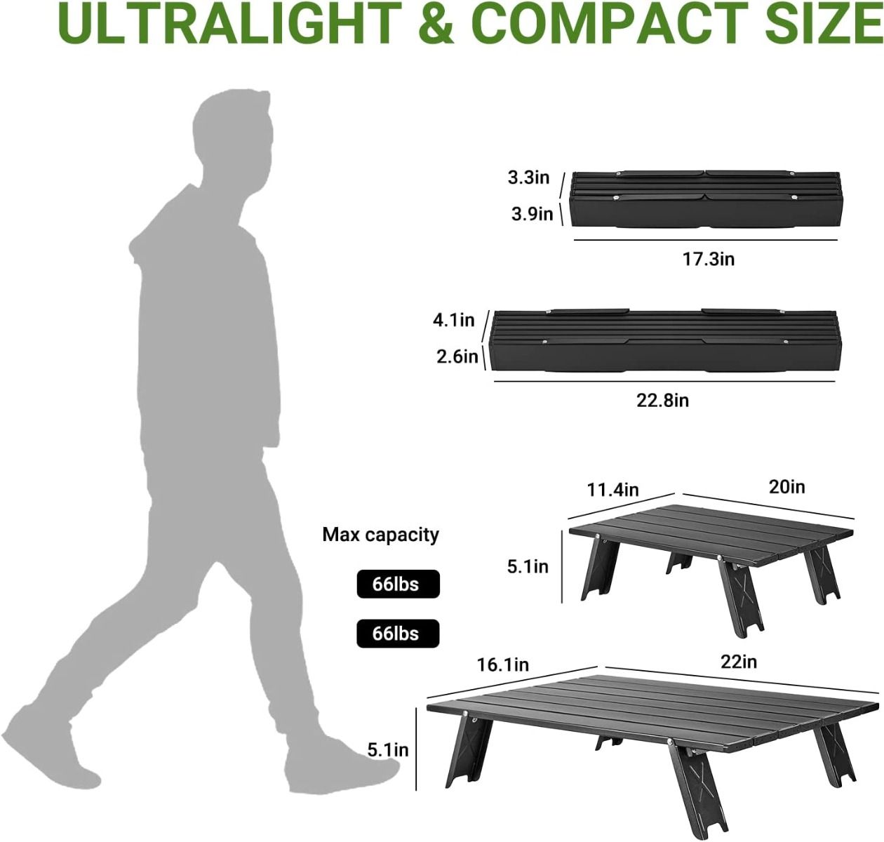 ATEPA Mini Aluminum Table Light Portable Camping Table