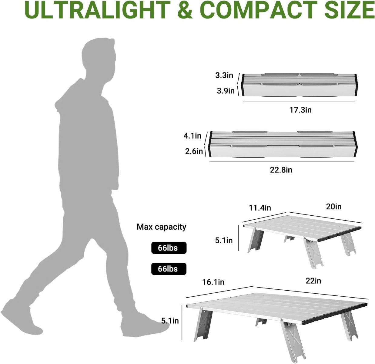 ATEPA Mini Aluminum Table Light Portable Camping Table